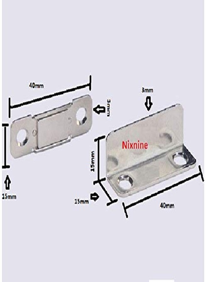 Nixnine Slim L Magnetic Door Catch, Door Magnetic, Magnetic Door Stopper Catcher Magnetic Stopper Holder for Cabinet, Drawer, Window Kitchen Cupboard Door Closer (4cmx1.5cmx1.5cm x 0.3cm) Pack of 2 - Image 2