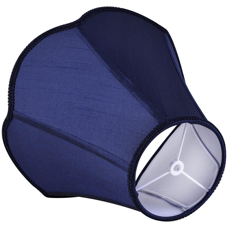 GO&SO Navy Blue Lamp Shade Rayon Silk Bell Lamp Shades 2pc -Petal Edge Braid Scalloped Lamp Shade Medium,6"Top x 13"Bottom x 10.6"Vertical Height (Spider) Floor Lamp Shade Replacement -Easy Assembly - Image 5