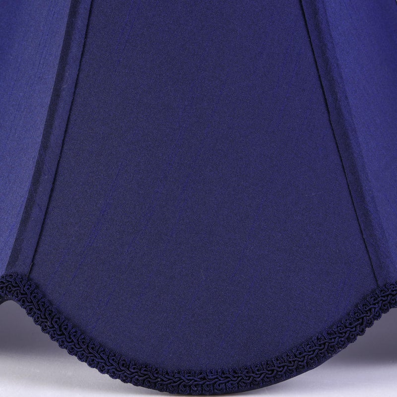GO&SO Navy Blue Lamp Shade Rayon Silk Bell Lamp Shades 2pc -Petal Edge Braid Scalloped Lamp Shade Medium,6"Top x 13"Bottom x 10.6"Vertical Height (Spider) Floor Lamp Shade Replacement -Easy Assembly - Image 3