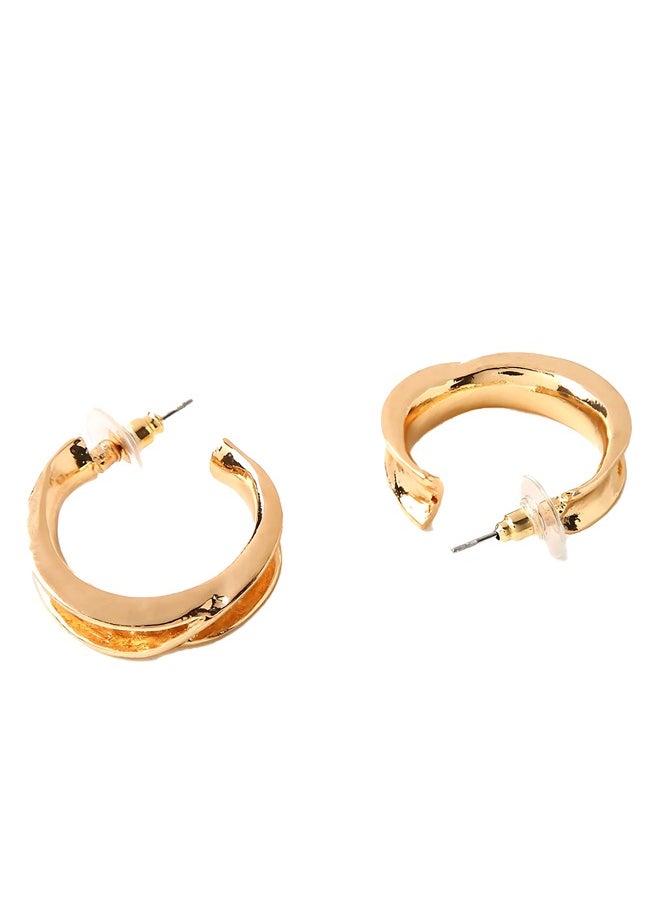 Just Peachy Just Peachy Gold-Toned Circular Half Hoop Earrings, Elegant and Stylish Jewelry for Women, Hypoallergenic, Lightweight, and Comfortable ? Perfect for Everyday Wear or Special Occasions  - Image 1