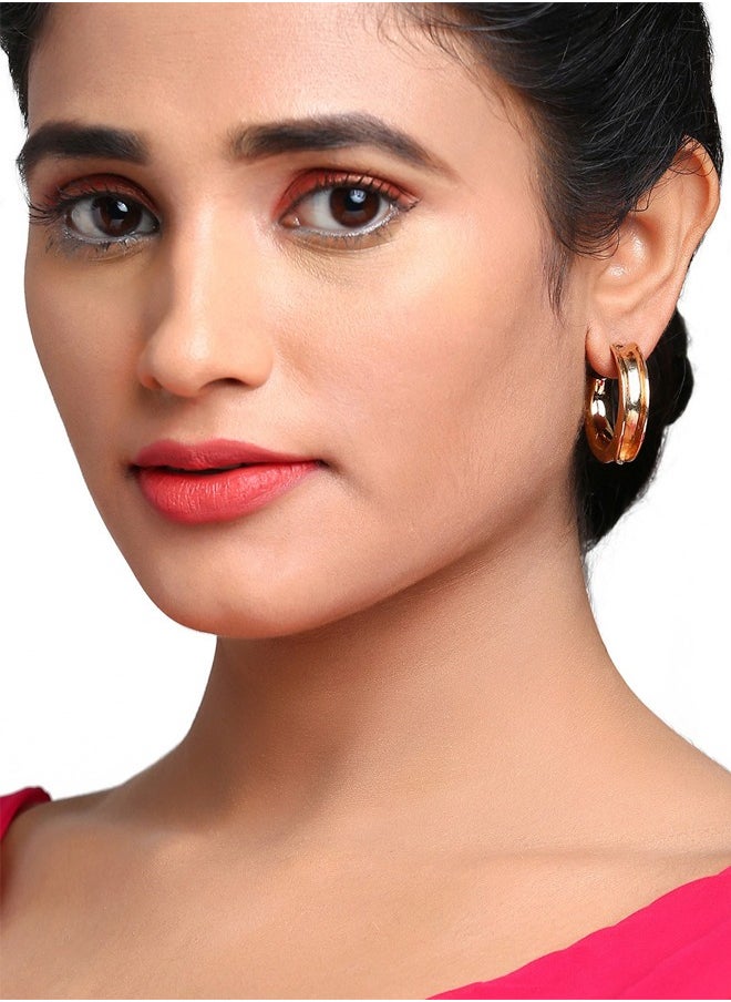 Just Peachy Just Peachy Gold-Toned Circular Half Hoop Earrings, Elegant and Stylish Jewelry for Women, Hypoallergenic, Lightweight, and Comfortable ? Perfect for Everyday Wear or Special Occasions  - Image 2
