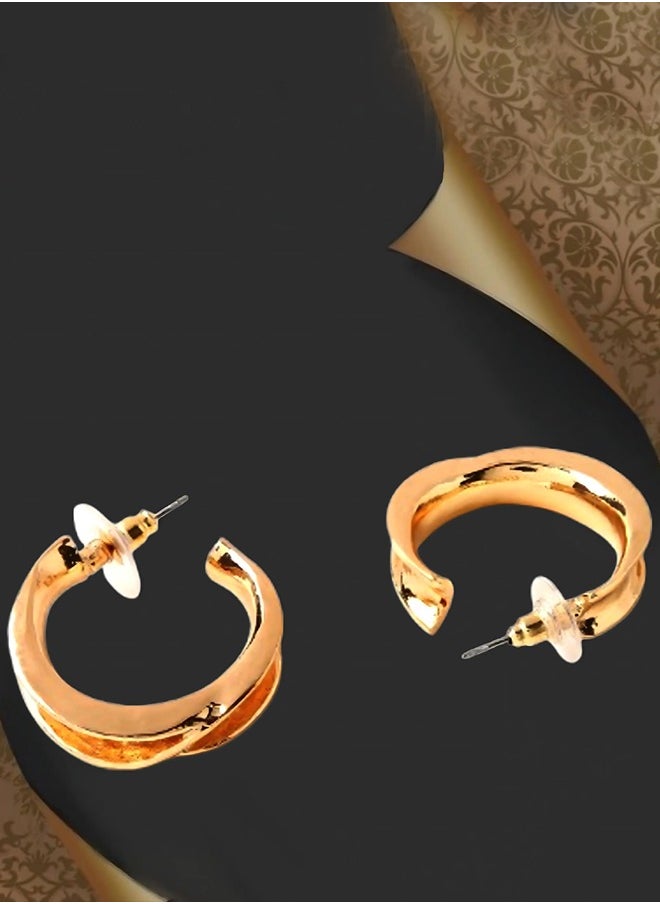 Just Peachy Just Peachy Gold-Toned Circular Half Hoop Earrings, Elegant and Stylish Jewelry for Women, Hypoallergenic, Lightweight, and Comfortable ? Perfect for Everyday Wear or Special Occasions  - Image 3