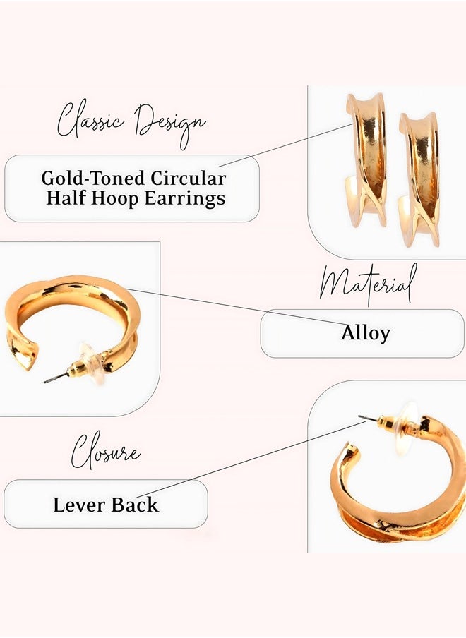 Just Peachy Just Peachy Gold-Toned Circular Half Hoop Earrings, Elegant and Stylish Jewelry for Women, Hypoallergenic, Lightweight, and Comfortable ? Perfect for Everyday Wear or Special Occasions  - Image 4