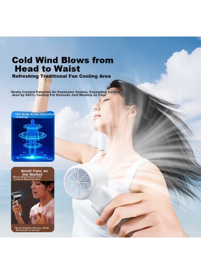 Azeada High-speed Handheld Fan Foldable Neck Strap Portable Outdoor Mini Desktop Usb Rechargeable Quiet Long-lasting Student Dormitory Gray - Image 2