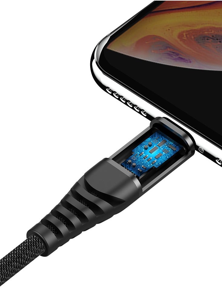 RIVERSONG RIVERSONG Type-A To 3-1 (Lightning, Type-C & Micro) Nylon Braided Fast Charging Cable, 1M, Black  - Image 3