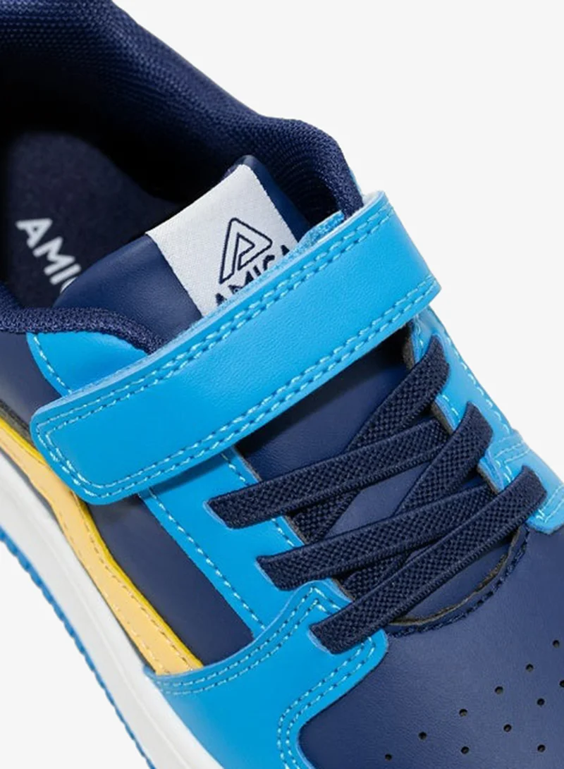Amica Light Blue Yellow Kids Sneakers for Boys & Girls, Lightweight Low-Top Casual Sports Shoes with Adjustable Strap Light Blue Orange - AMICA  | Best Price UAE