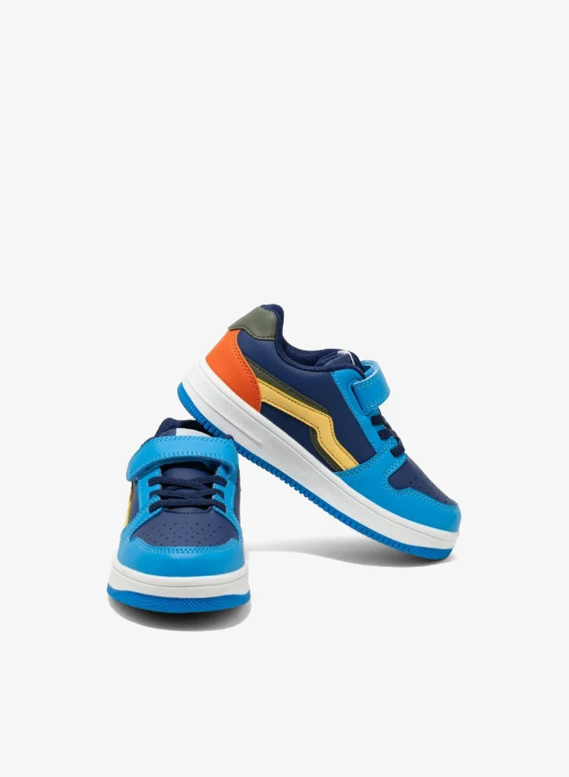 Amica Light Blue Yellow Kids Sneakers for Boys & Girls, Lightweight Low-Top Casual Sports Shoes with Adjustable Strap Light Blue Orange - AMICA  | Best Price UAE
