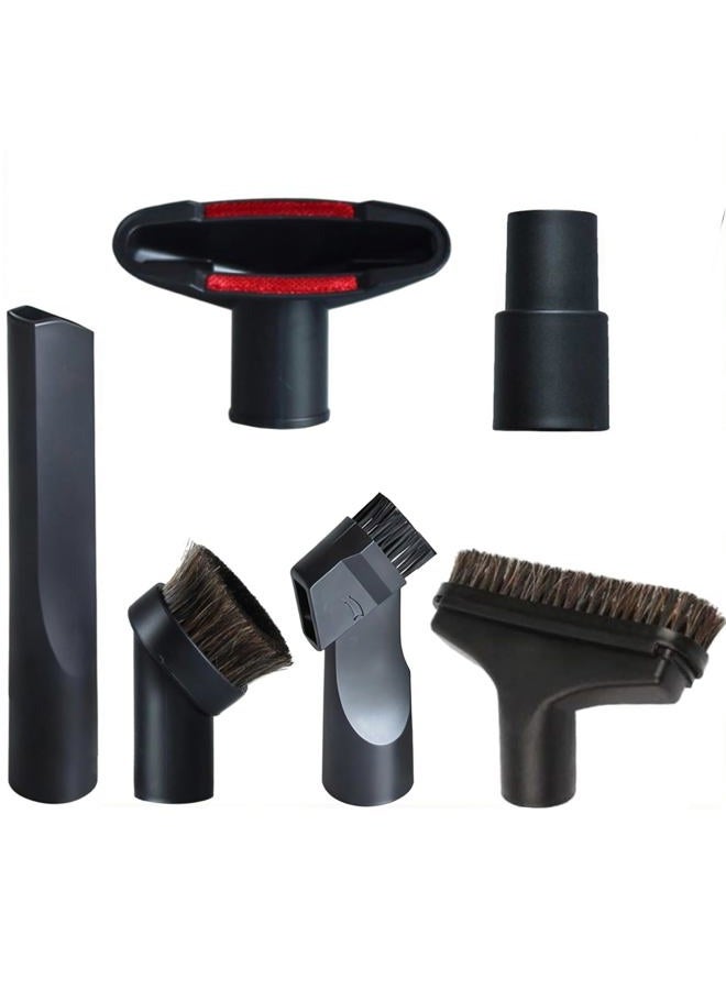 GIBTOOL Universal Vacuum Attachments Accessories Cleaning Kit Brush Nozzle Crevice Tool for 1 1/4 inch& 1 3/8 inch Standard Hose 6pcs - Image 1