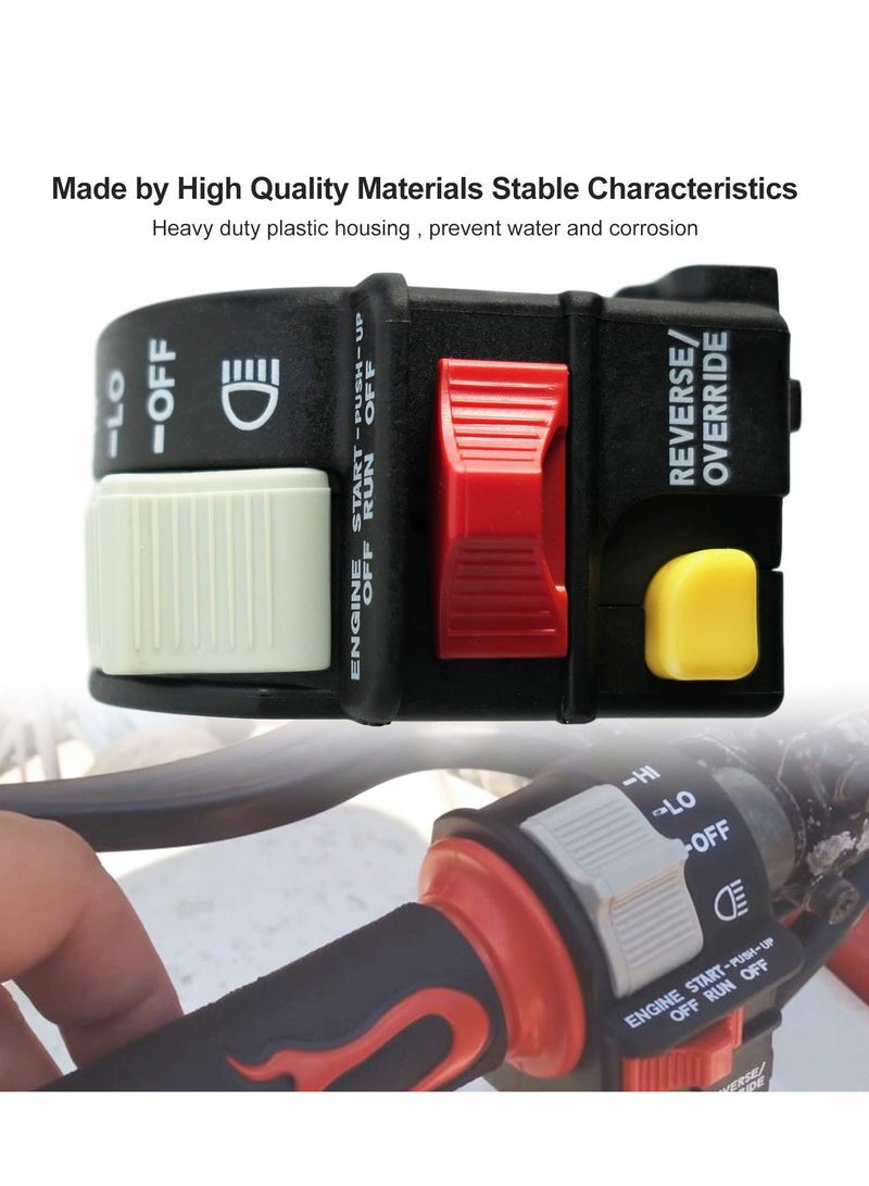 SYOSI Left Handlebar Bar Switch, Engine Start Run Off Headlight HI-LO Off Start Light Switch for Polaris Magnum Scrambler Sportsman Trail Boss Worker Xpedition Xplorer 1999-2001, 4010262 4110243 4110248  - Image 2