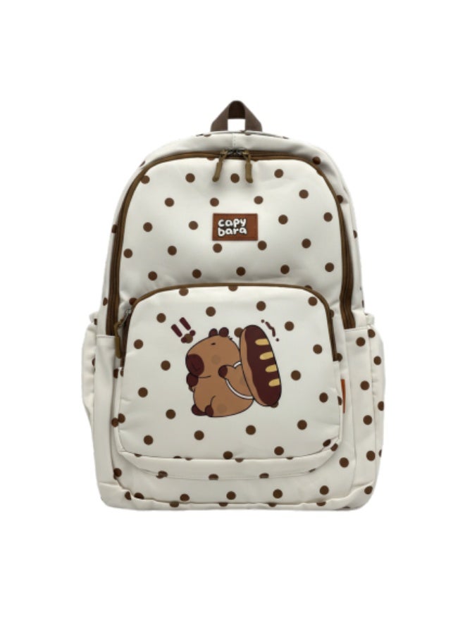 Care Bears Kids Backpack with Cartoon Bear & Bread Design – School Bag with Matching Pouch and Side Pockets - White - Image 2