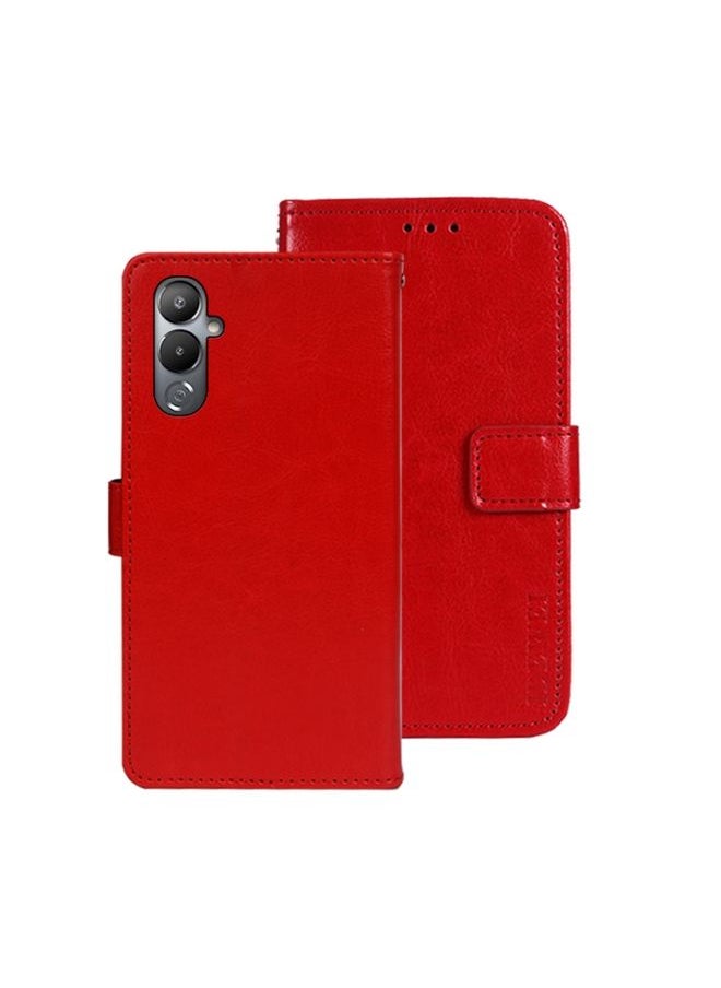 HuHa Case Cover For For Tecno Pova 4 idewei Crazy Horse Texture Leather Phone Case(Red) 