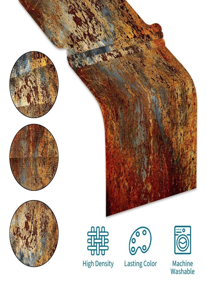 AILUER Brown and Orange Table Runner Inch Modern Abstract Messy Rust Painting Linen Dresser Runner Vintage Farmhouse Style Table Decor for Kitchen Dining Wedding Coffee Home Party (13"x 36") - Image 5