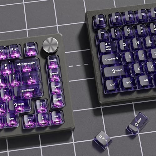 dagaladoo Purple Clear keycaps,Transparent keycaps 60 75 100 Percent,Crystal keycap Set,Shine Through Key caps Ceramic Style,MDA Profile Keyboard Key Cap for Mx Switches Mechanical Keyboard(115key) - Image 4