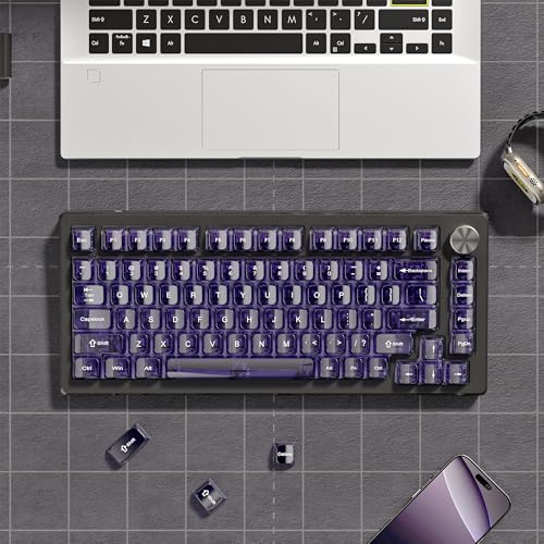 dagaladoo Purple Clear keycaps,Transparent keycaps 60 75 100 Percent,Crystal keycap Set,Shine Through Key caps Ceramic Style,MDA Profile Keyboard Key Cap for Mx Switches Mechanical Keyboard(115key) - Image 5