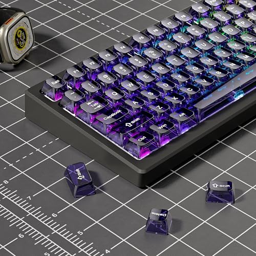 dagaladoo Purple Clear keycaps,Transparent keycaps 60 75 100 Percent,Crystal keycap Set,Shine Through Key caps Ceramic Style,MDA Profile Keyboard Key Cap for Mx Switches Mechanical Keyboard(115key) - Image 3