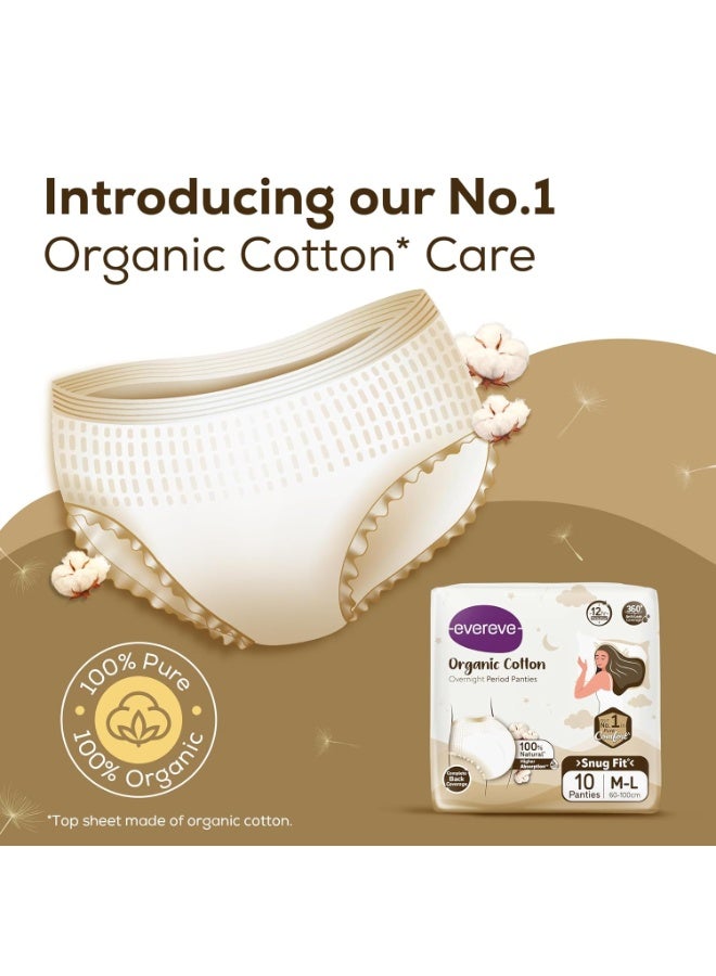 Evereve Organic Cotton Period Panty for Girls & Women, (M-L), 10 Pcs, 360 Degree Overnight Coverage, 100% Natural Comfort, High Absorbency for Heavy Flow, Maternity Postpartum Disposable Panty - Image 4