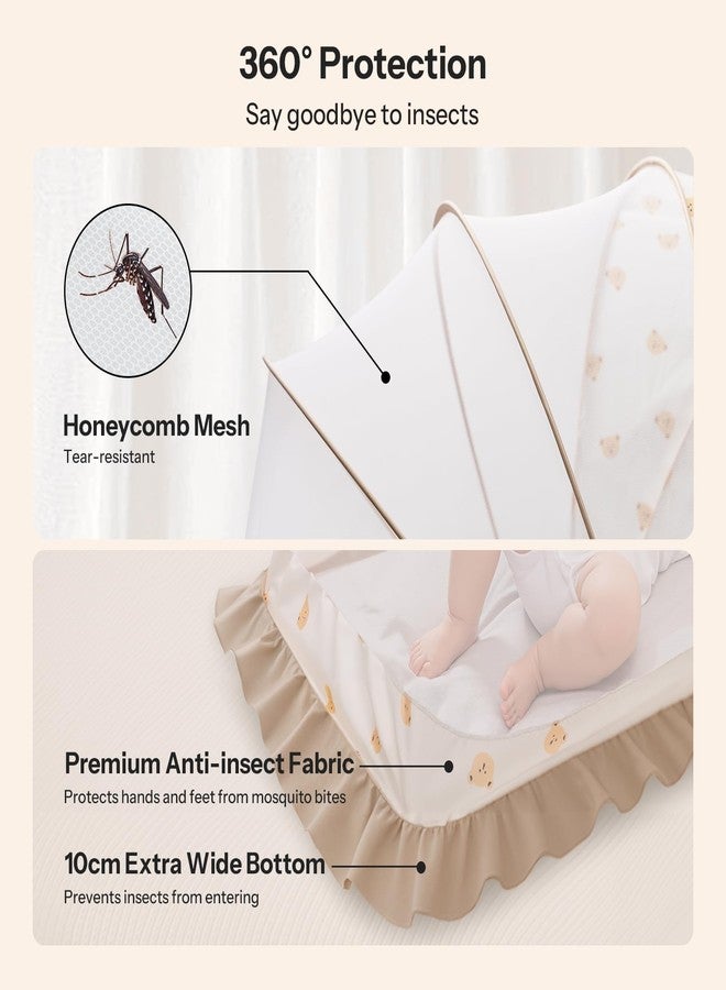 UN1QUE Foldable Baby Mosquito Net, Bottomless Net For Infants, Innovative Shell For Safe Sleep 120 X 65 X 60 Cms, For Babies & Toddlers (0 To 4 Years), Beige - Image 4