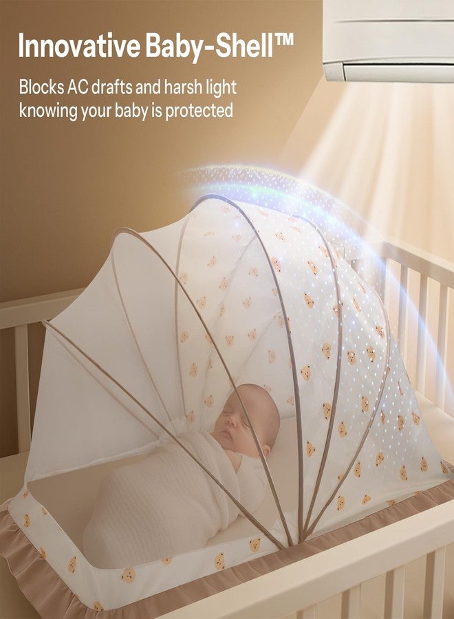 UN1QUE Foldable Baby Mosquito Net, Bottomless Net For Infants, Innovative Shell For Safe Sleep 120 X 65 X 60 Cms, For Babies & Toddlers (0 To 4 Years), Beige - Image 2