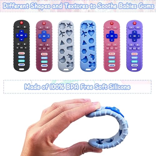 SOLIFEGOBLE 2-Pack Baby Remote Control Teether Toy for Babies 0-18 Months Silicone Infant Teething Toys Boys Girls Infants Teething Toys (Black + Gray) - Image 2