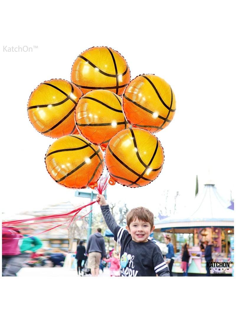 AirYoung بالونات كرة السلة البرتقالية - 18 بوصة، عبوة من 10 بالونات كرة السلة مايلار لزينة حفلات كرة السلة بالونات كرة السلة لزينة حفلات أعياد الميلاد على شكل كرة السلة - Image 1