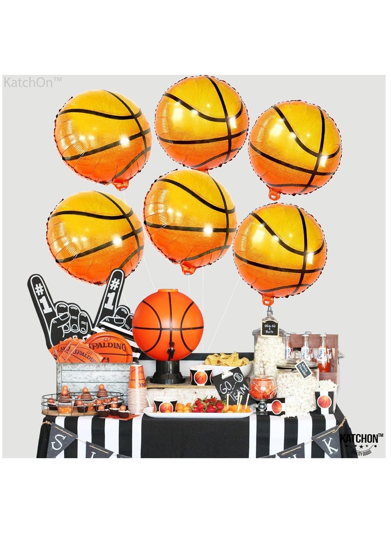 AirYoung بالونات كرة السلة البرتقالية - 18 بوصة، عبوة من 10 بالونات كرة السلة مايلار لزينة حفلات كرة السلة بالونات كرة السلة لزينة حفلات أعياد الميلاد على شكل كرة السلة - Image 3