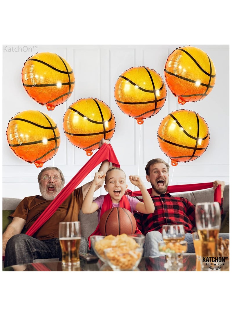 AirYoung بالونات كرة السلة البرتقالية - 18 بوصة، عبوة من 10 بالونات كرة السلة مايلار لزينة حفلات كرة السلة بالونات كرة السلة لزينة حفلات أعياد الميلاد على شكل كرة السلة - Image 5