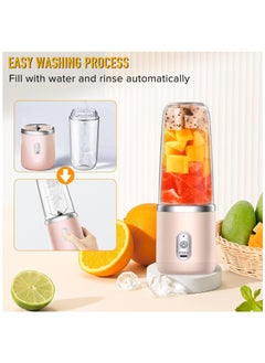Arabest Portable Blender,Personal Size Blender Juicer Cup,Mini Blender,Blender Juicer Juice Cup,Fruit Blender Portable Fruit Cup,for Smoothies,Shakes,Fruit,Ice,350ML Blender Mixer,Handheld Travel,Home（Pink）  - Image 4
