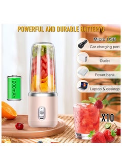 Arabest Portable Blender,Personal Size Blender Juicer Cup,Mini Blender,Blender Juicer Juice Cup,Fruit Blender Portable Fruit Cup,for Smoothies,Shakes,Fruit,Ice,350ML Blender Mixer,Handheld Travel,Home（Pink）  - Image 2