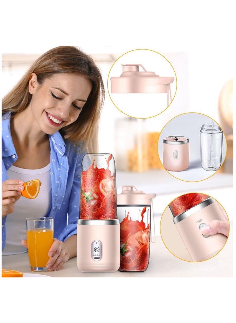 عربست - خلاط محمول ، كوب عصارة خلاط بحجم شخصي ، خلاط صغير ، كوب عصير عصارة خلاط ، كوب فواكه محمول خلاط فواكه ، للعصائر ، المخفوقات ، فواكه ، ثلج ، خلاط خلاط 350 مل ، سفر محمول ، منزل (وردي) - Image 1