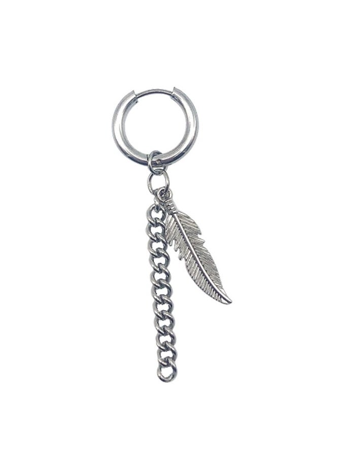Generic One Piece Bts Bulletproof Youth League Titanium Feather Chain Drop Earrings 
