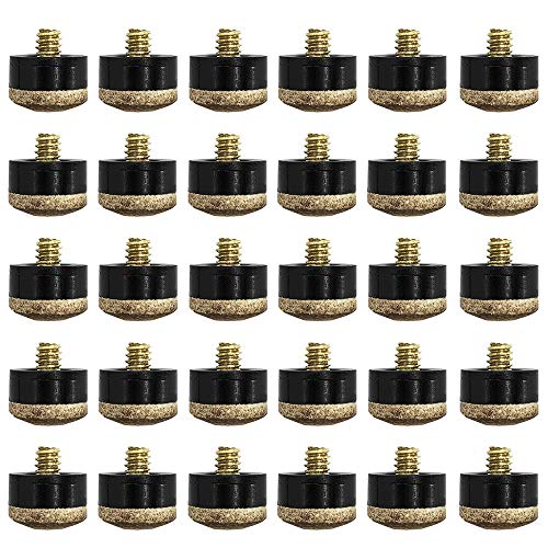 YuCool Pool Stick Tips,30 Pieces Screw-on Cue Tips Hard Leather Billiard Pool Cue Tips Replacement kit-13mm - Image 2