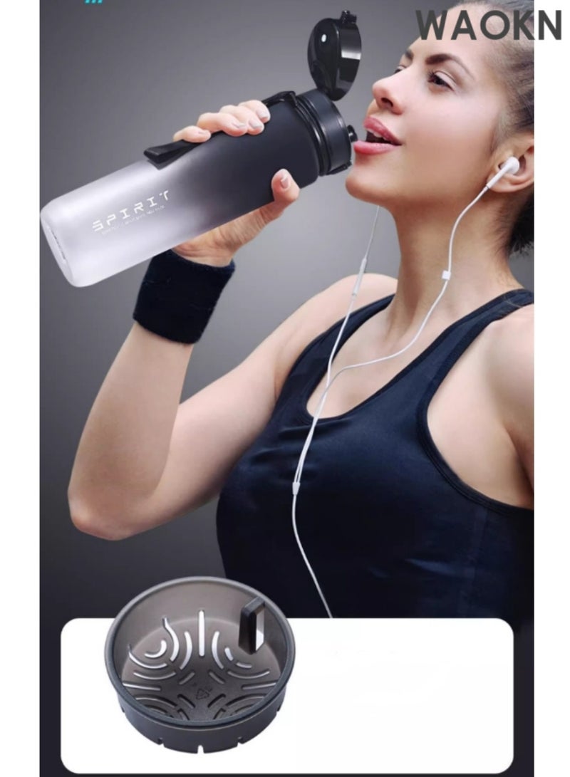 WAOKN Sports Water Bottles 1 L/32 oz BPA Free And Leakproof, Motivational with Carrying Strap, Leakproof BPA & Toxic Free, Ensure You Drink Enough Water for Fitness Gym Outdoor,Water Bottle with Marker & Straw – Leak-Proof, BPA-Free Tritan Sports Bottle with Safety Lock – Reusable Water Jug for Gym, Office, Travel, Outdoor (Black/White Gradient) - Image 4