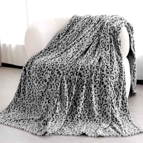 MIBOI Black Throw Blanket for Couch Soft Fleece Leopard Blanket Cozy Warm Black Fuzzy Blankets for Men Women Bed - Image 1