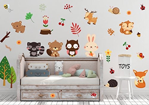 DEKOSH Kids Wild Safari Animal Wall Stickers for Nursery Decoration | Jungle Theme Peel & Stick Owl Woodland Nursery Wall Decals for Baby Playroom Decor - Image 4