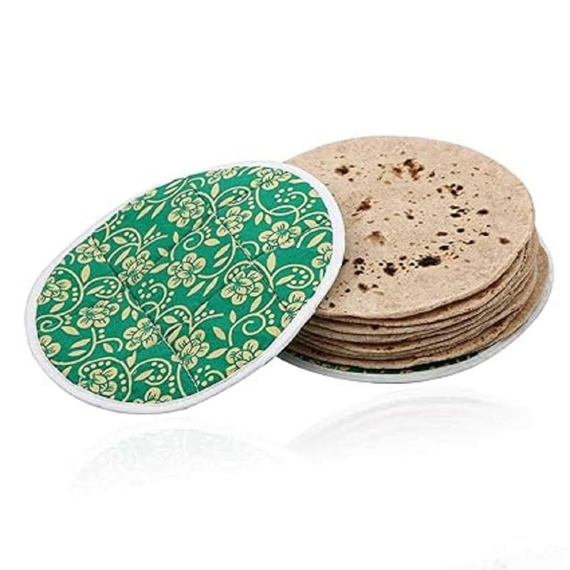 DAIDSUKE Pack Of 2 Cotton Round Premium Roti Cover Traditional Rumal to Keep Fresh Chapati With FREE 1 Unbreakable Plastic chapati Plate Sandwich Bread Plate Multi Color - Image 4