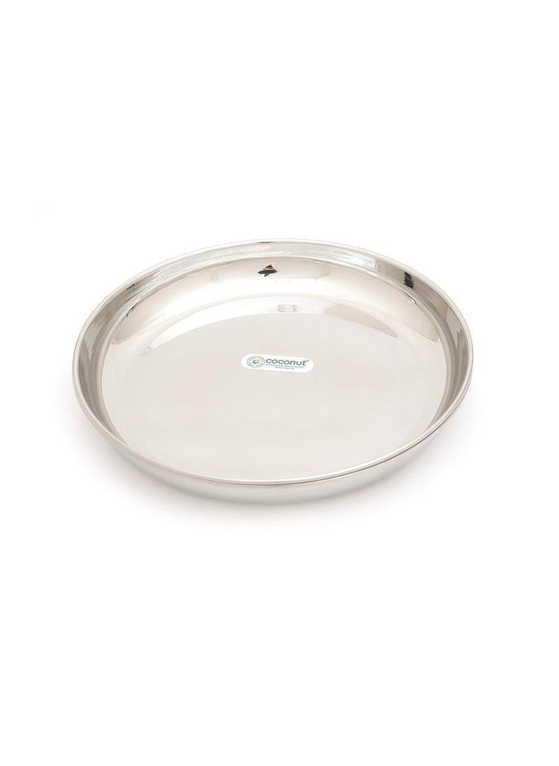 Coconut coconut Stainless Steel Dinner Plate/Pulav Plate/Thali/Kumcha - Pack of 6 (Diameter 10 Inch) 