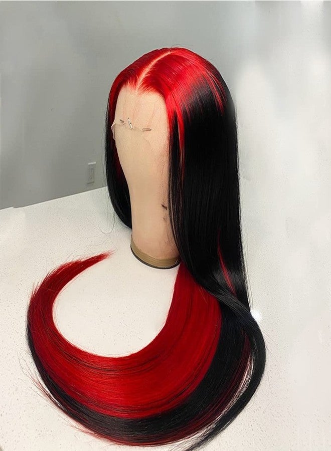 JYZ Red Ombre Lace Front Wig, 150% Density, 13x4 Straight, Brazilin Hair, Pre-Plucked, Medium Brown Lace, 18 Inch - Image 4