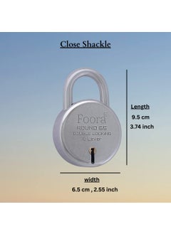 Foora Foora New Round 65mm Lock Metal Body Double Locking 8 Steel Lever 5 Silver Keys with Keychain Silver Finsih Made in India Export in USA Canada  - Image 4