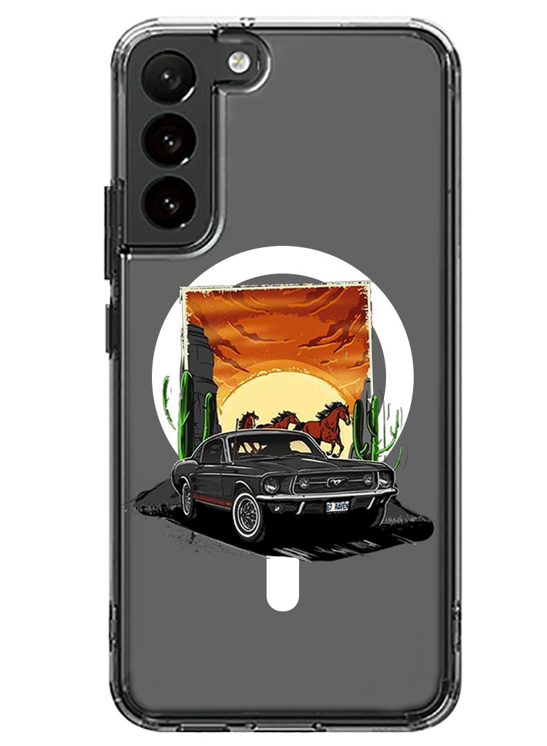 Theodor Magnetic Case for Samsung Galaxy S23 6.1-inch Compatible with MagSafe Wireless Charging, Shockproof Phone Bumper Cover Car horse copy - Image 1