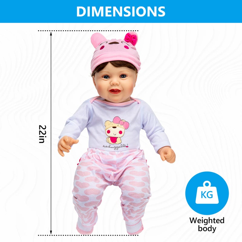 Assistex Reborn Baby Doll - 22" Lifelike Therapy Doll for Seniors with Dementia - Weighted, Soft Body, Realistic Newborn for Nursing Homes for Comfort and Relief - Gift for Elderly with Picture Book - Image 4