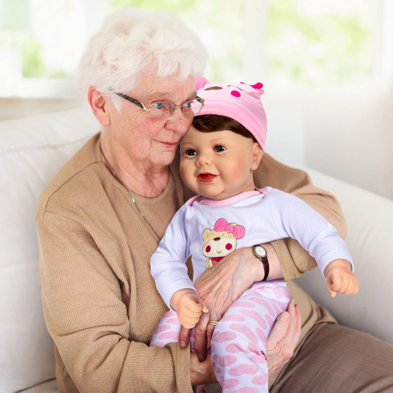 Assistex Reborn Baby Doll - 22" Lifelike Therapy Doll for Seniors with Dementia - Weighted, Soft Body, Realistic Newborn for Nursing Homes for Comfort and Relief - Gift for Elderly with Picture Book - Image 1