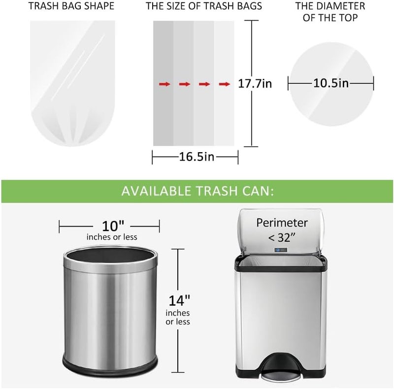 RayPard 200 Counts 2 Gallon Small Trash Bags - Clear Garbage Liners for Home, Office, Kitchen, and Bathroom - Image 2