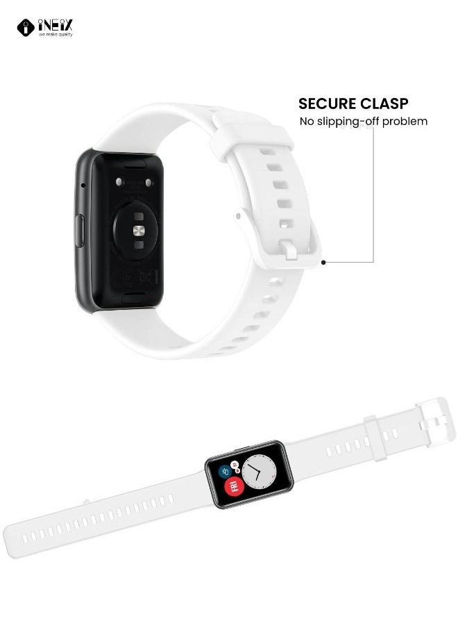 INEIX Soft Silicone Replacement Strap For Huawei Watch Fit White  - Image 5