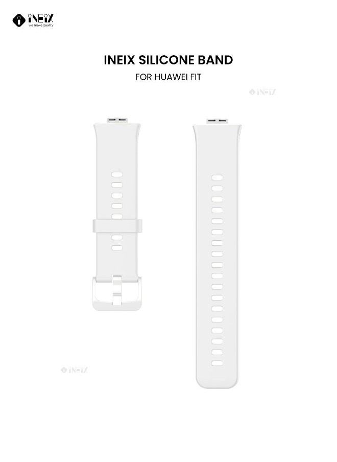 INEIX Soft Silicone Replacement Strap For Huawei Watch Fit White  - Image 2