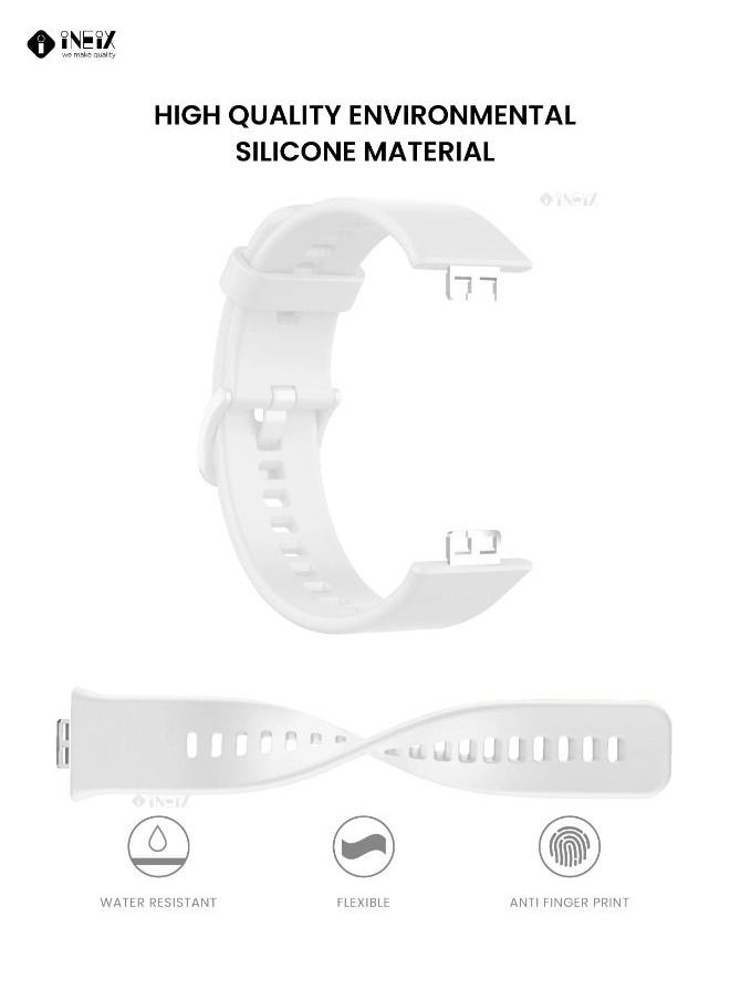 INEIX Soft Silicone Replacement Strap For Huawei Watch Fit White  - Image 4