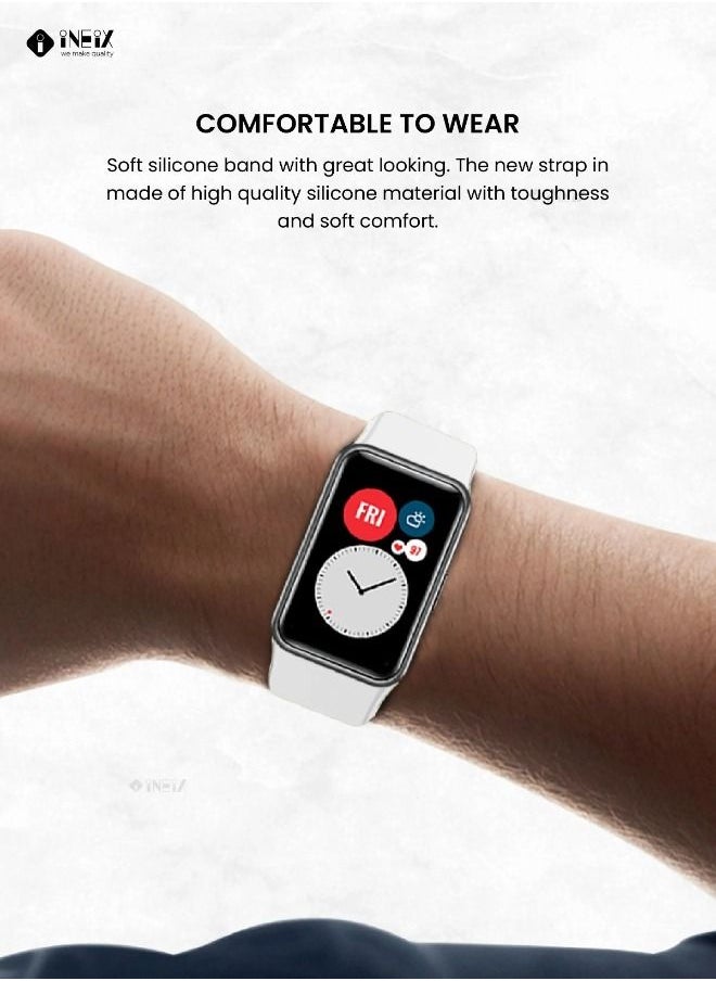 INEIX Soft Silicone Replacement Strap For Huawei Watch Fit White  - Image 3