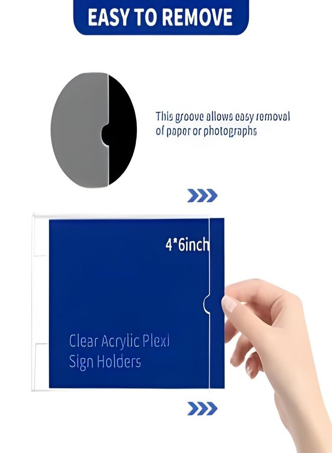 RAPAL 6 Pack Clear Acrylic Sign Holder Wall Mount,Horizontal Clear Wall Frame No Drilling Wall Mounted Sign Holder for Office, Home,Photo(6x4 inch) - Image 2