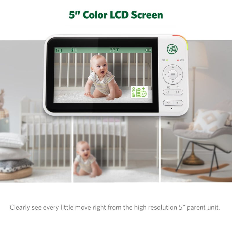 LeapFrog LF2415 Baby Monitor, 5â€ IPS LCD Screen, 1000ft Range, Night Vision, Soothing Lullabies, NightLight, 2-Way Audio, Temperature Sensor, SecureTransmission No WiFi - Image 2