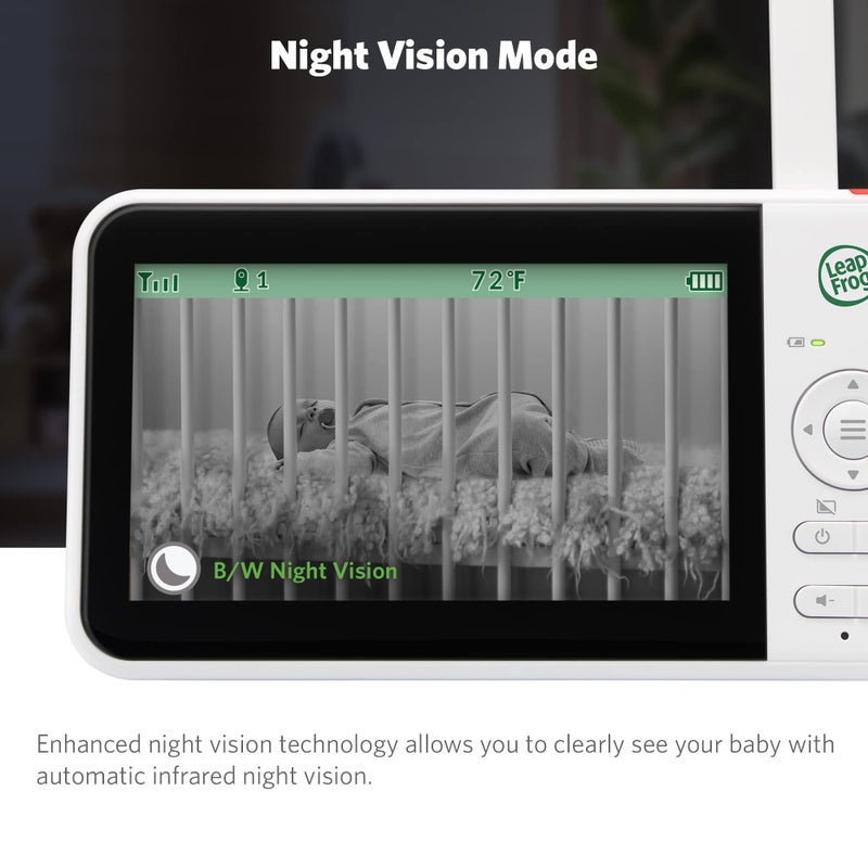 LeapFrog LF2415 Baby Monitor, 5â€ IPS LCD Screen, 1000ft Range, Night Vision, Soothing Lullabies, NightLight, 2-Way Audio, Temperature Sensor, SecureTransmission No WiFi - Image 4