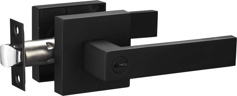 Berlin Modisch Contemporary Square Privacy Lever Door Handle Easy to Open Locking Lever Set [for Bedroom or Bathroom] Reversible for Right & Left Sided Doors Heavy Duty - Iron Black Finish - Image 5
